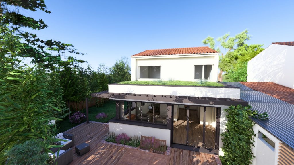 Extension de maison individuelle avec terrasse
